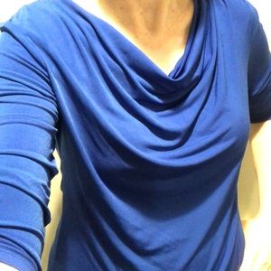 Cobalt blue drape neck shirt